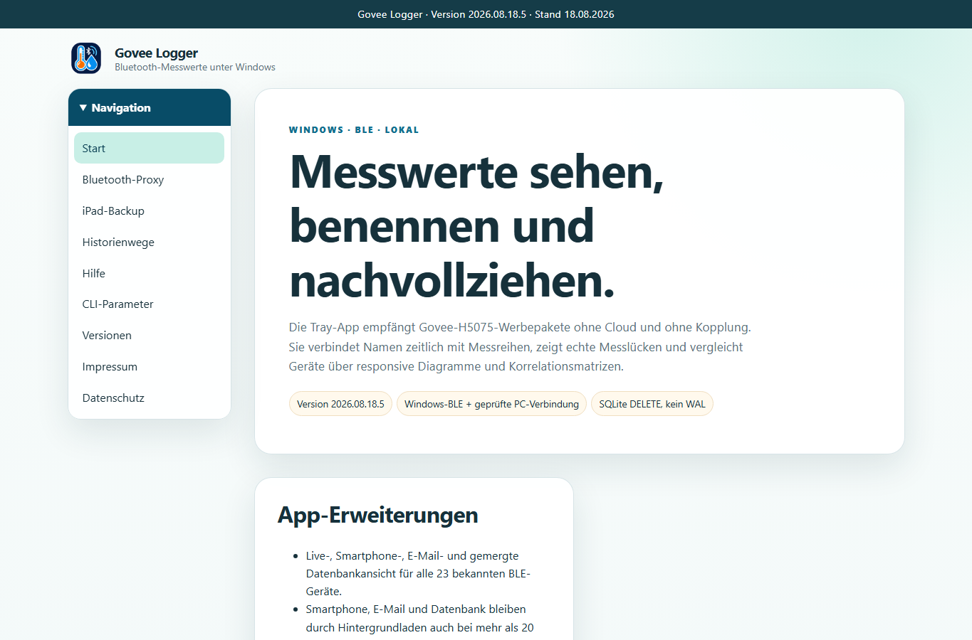 Screenshot: Govee Logger