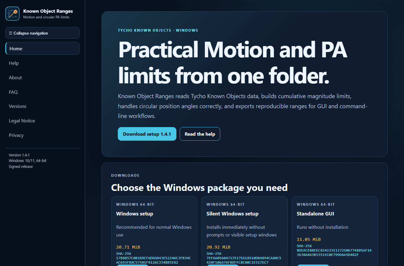 Screenshot: Tycho - Known objects
