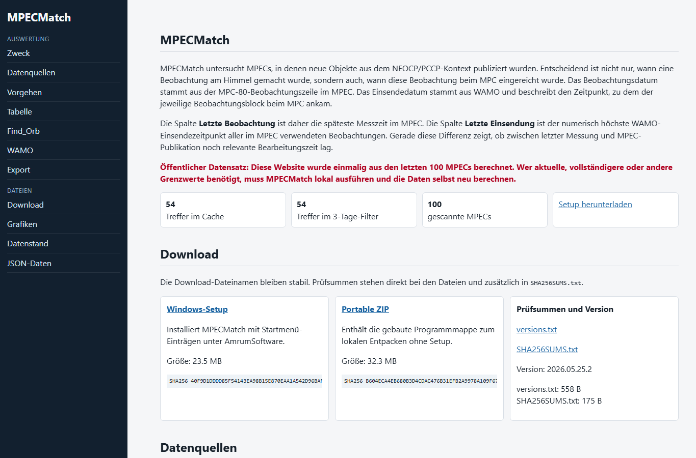 Screenshot: MPECMatch
