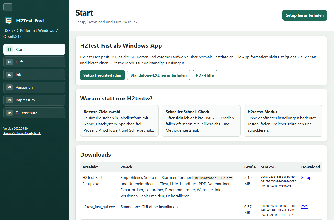 Screenshot: H2Test