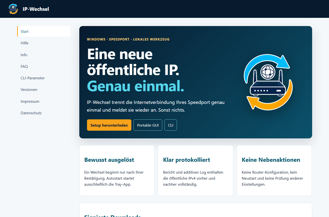 Screenshot: IP-Wechsel