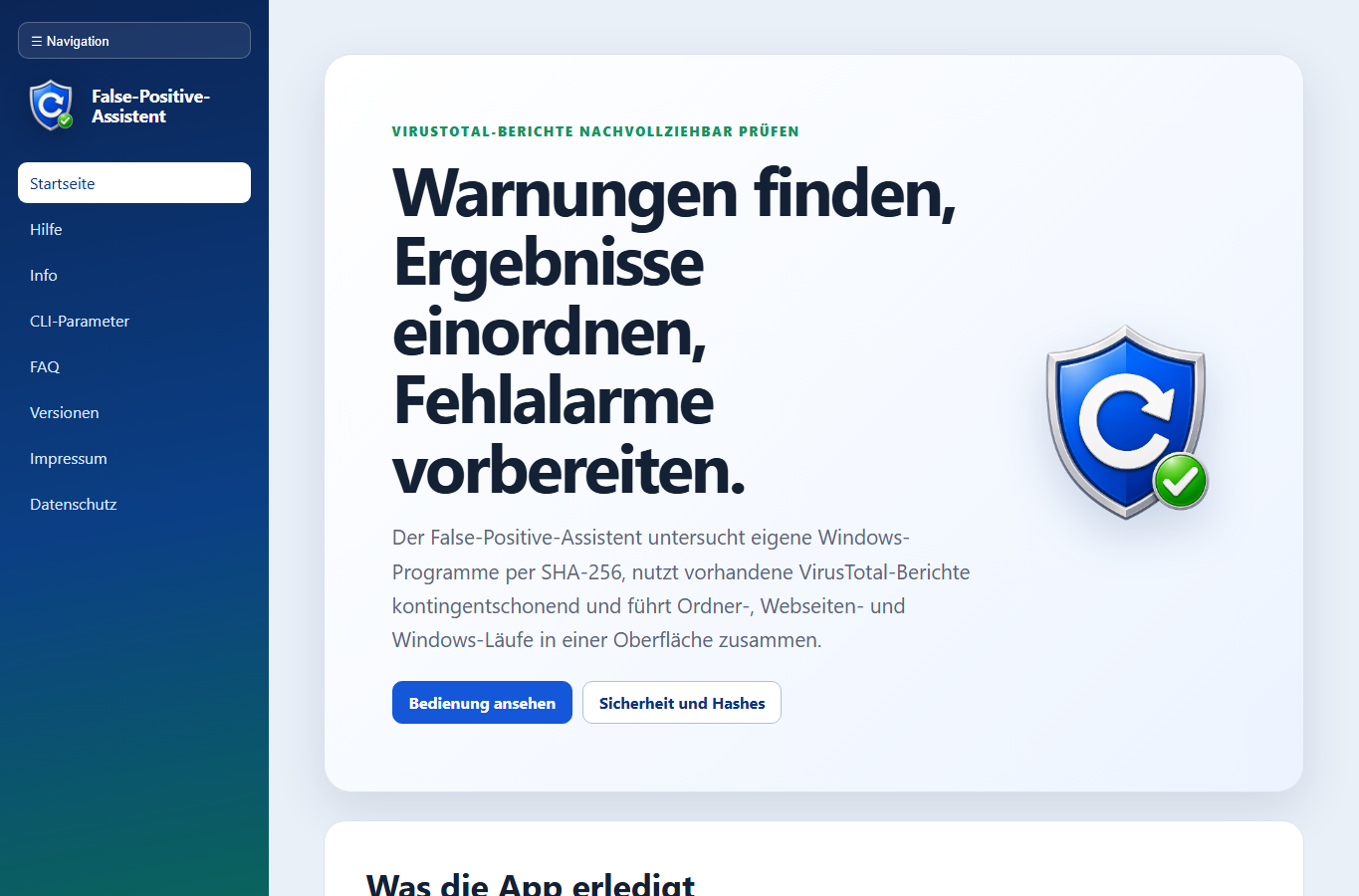 Screenshot: VirusTotal Assistent