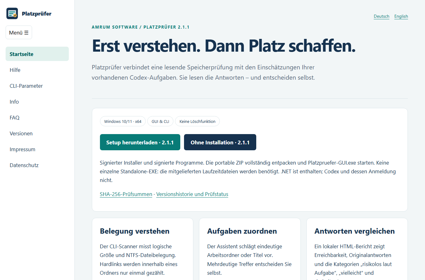 Screenshot: Startseite · Platzprüfer