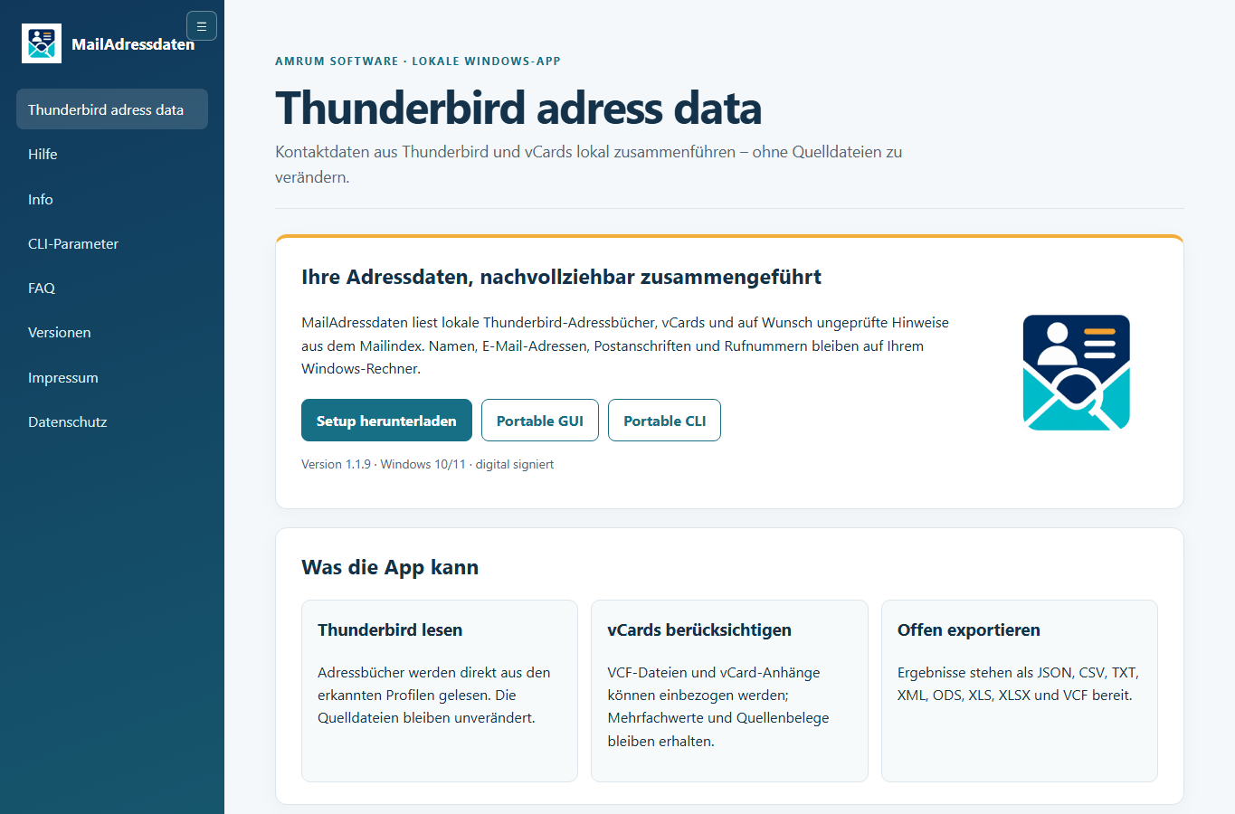 Screenshot: MailAdressdaten