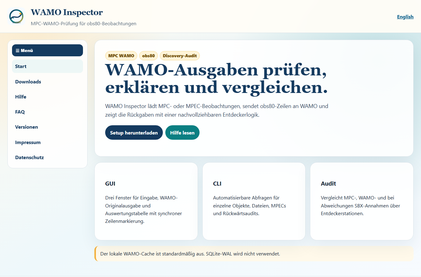 Screenshot: WAMO Inspector